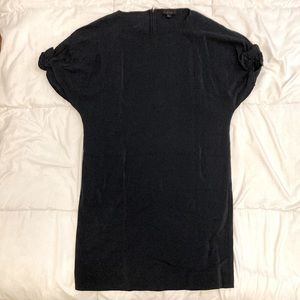 COS 100% Silk Structured puffy Sleeve Dress Navy Blue Size 6